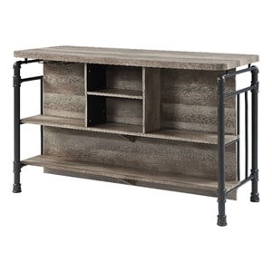 Bowery Hill Wooden Kitchen Island with 5 Shelves and Metal Frame