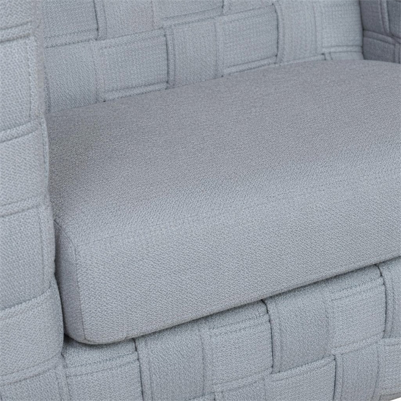 Bowery Hill Chenille Loveseat with Boxy Frame in Light Teal and White