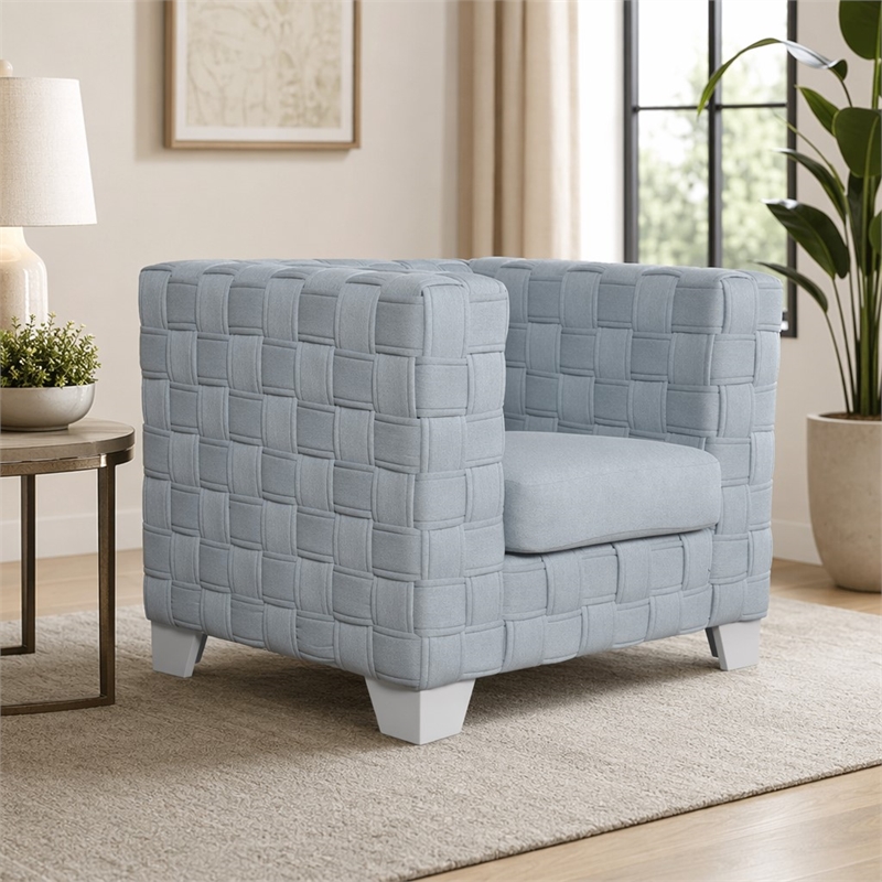 Bowery Hill Chenille Box-Framed Armchair in Teal