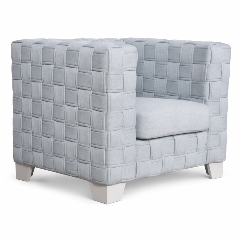 Bowery Hill Chenille Box-Framed Armchair in Teal