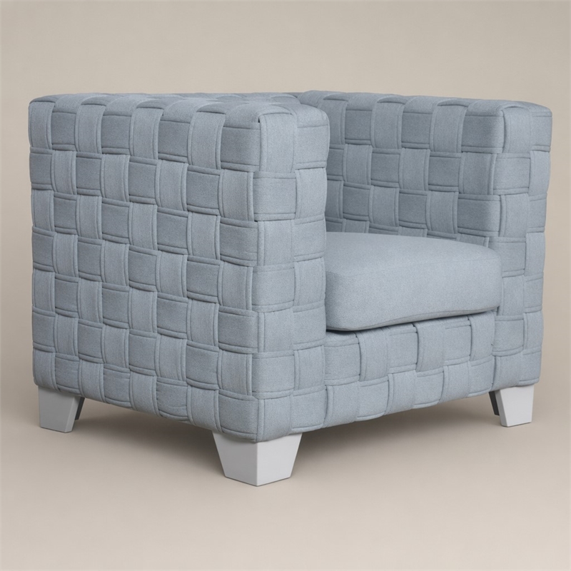 Bowery Hill Chenille Box-Framed Armchair in Teal