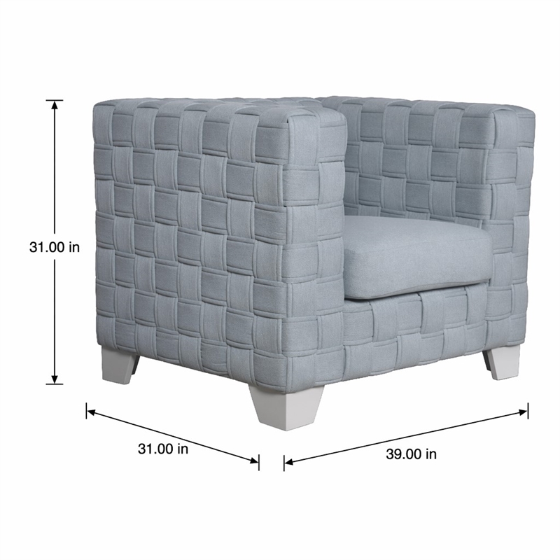 Bowery Hill Chenille Box-Framed Armchair in Teal