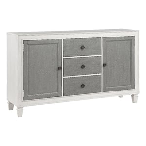 Bowery Hill Transitional Wooden Server in Gray and Weathered White