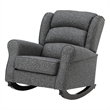 Bowery Hill Fabric Rocking Chair in Gray Upholstery with Wooden Frame