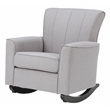 Bowery Hill Gray Linen Upholstered Rocking Chair with Wooden Legs