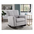 Bowery Hill Gray Linen Upholstered Rocking Chair with Wooden Legs