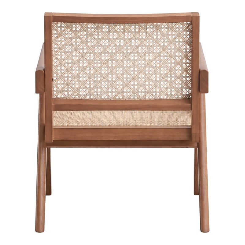 Bowery Hill Velentina Square Arm Chair in Natural Rubberwood and Rattan