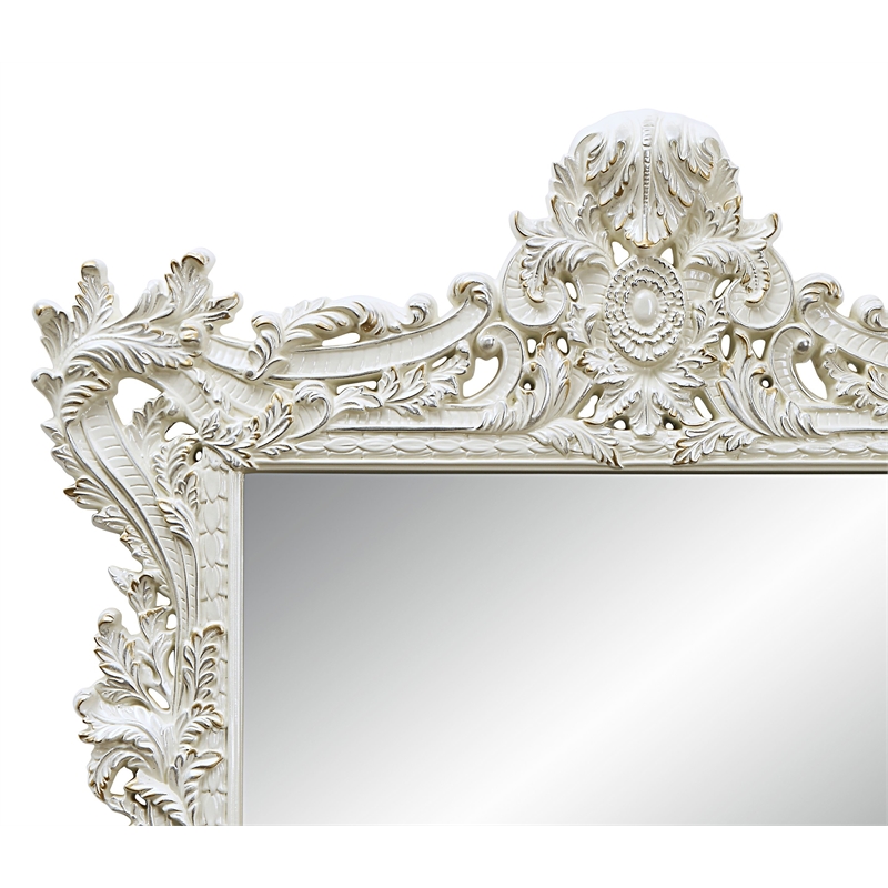 Bowery Hill Rectangular Wooden Frame Mirror in Antique White