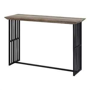 Bowery Hill Rectangular Metal Sofa Table in Antique Oak and Black