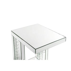 Bowery Hill Mirrored Accent Table with Faux Crystal Inlay Base