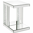 Bowery Hill Mirrored Accent Table with Faux Crystal Inlay Base