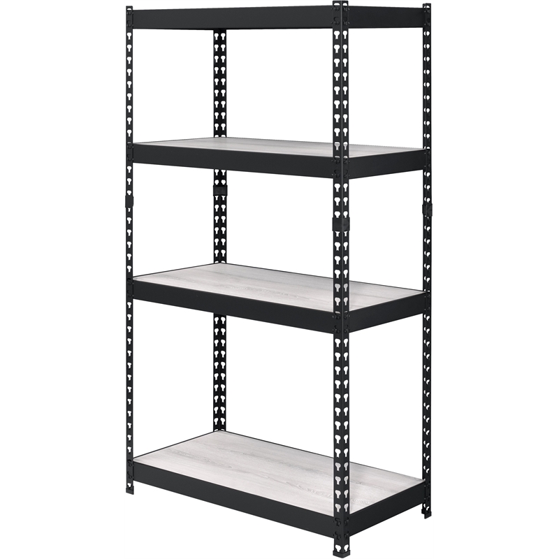 Bowery Hill Industrial Metal Bookshelf with 4 Adjustable Shelves in Black