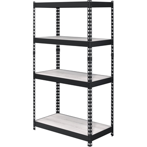 Bowery Hill Industrial Metal Bookshelf with 4 Adjustable Shelves in Black