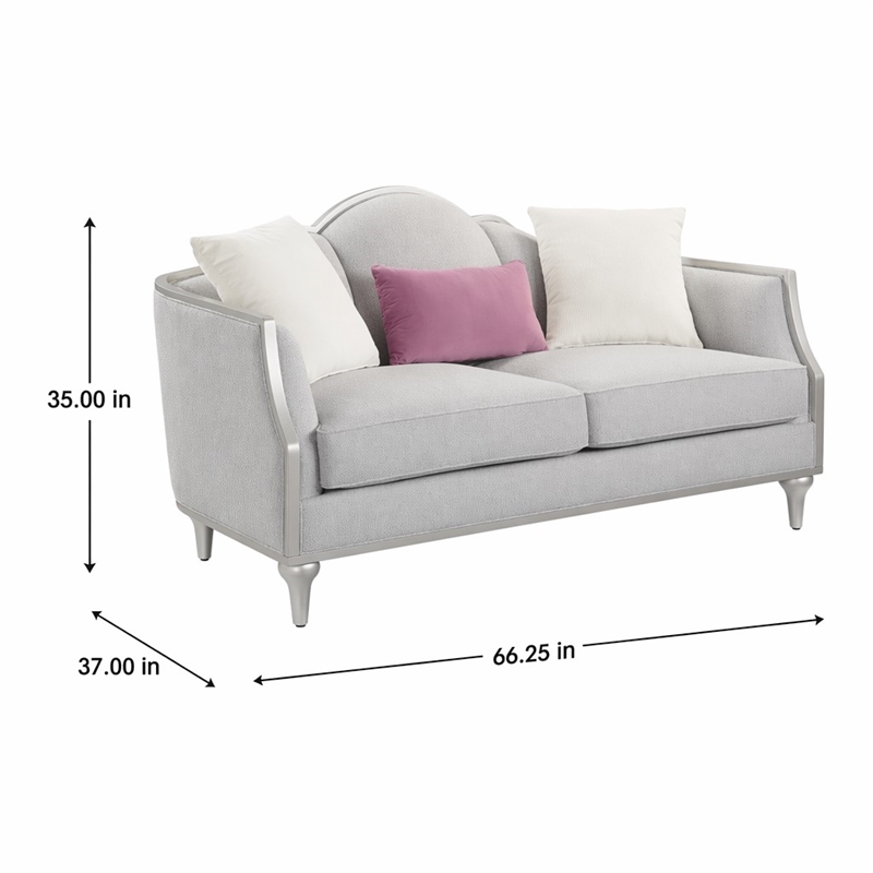 Bowery Hill Contemporary Beige Fabric Loveseat with Pillows