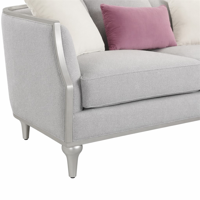 Bowery Hill Contemporary Beige Fabric Loveseat with Pillows