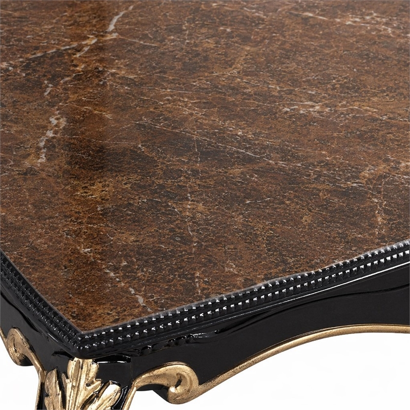 Bowery Hill Betria Rectangular Beech Coffee Table in Brown and Black