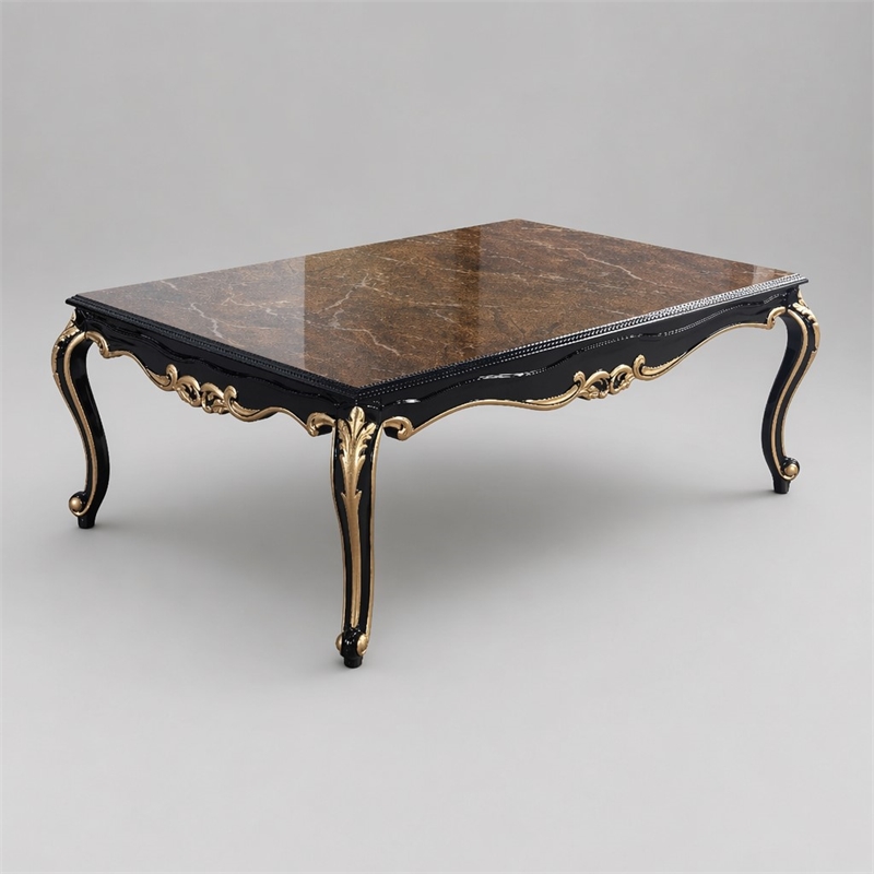Bowery Hill Betria Rectangular Beech Coffee Table in Brown and Black