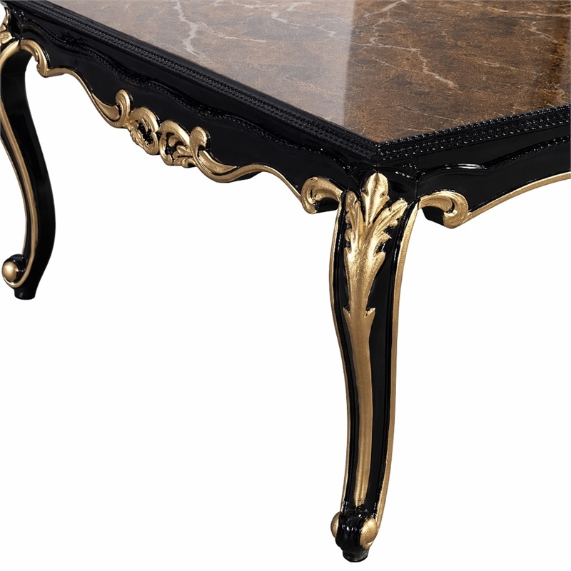 Bowery Hill Betria Rectangular Beech Coffee Table in Brown and Black