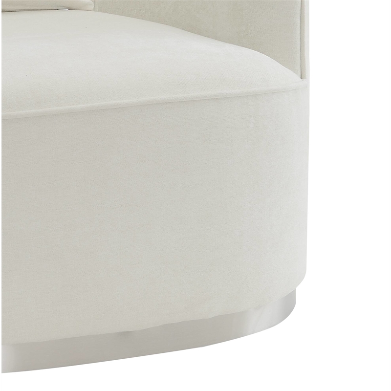 Bowery Hill Chenille Upholstered Chair with Pillow in Beige