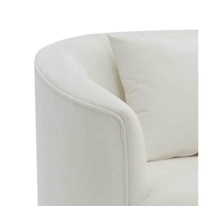 Bowery Hill Chenille Upholstered Chair with Pillow in Beige
