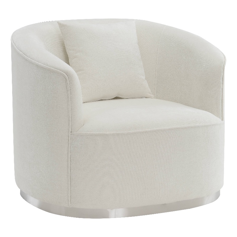 Bowery Hill Chenille Upholstered Chair with Pillow in Beige