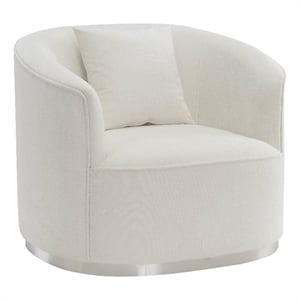 Bowery Hill Chenille Upholstered Chair with Pillow in Beige
