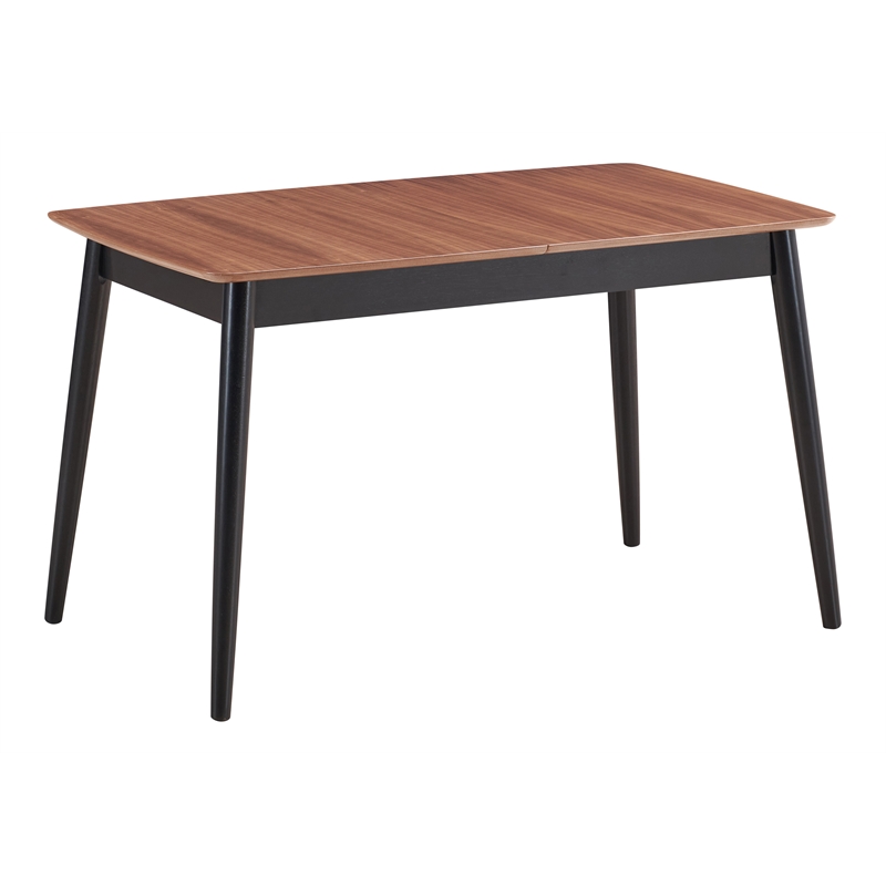 Bowery Hill Wood Dining Table with Butterfly Leaf in Natural/Black