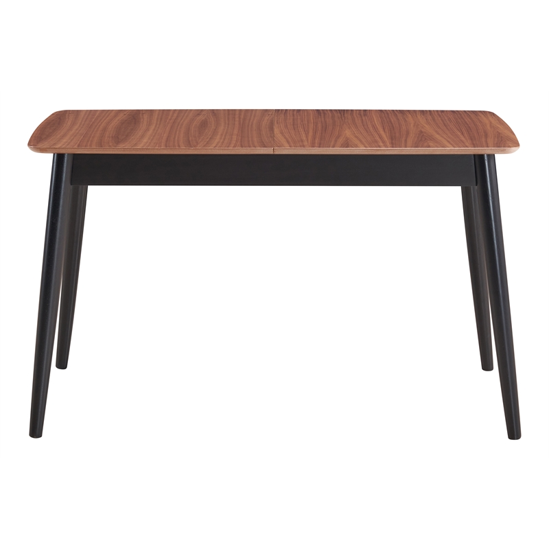 Bowery Hill Wood Dining Table with Butterfly Leaf in Natural/Black