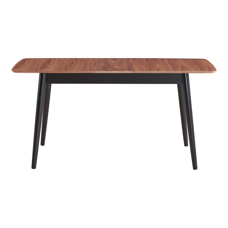 Bowery Hill Wood Dining Table with Butterfly Leaf in Natural/Black