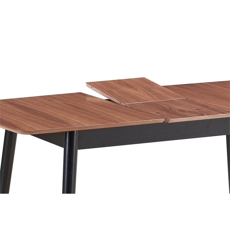 Bowery Hill Wood Dining Table with Butterfly Leaf in Natural/Black