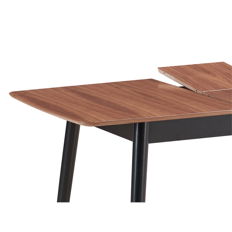 Bowery Hill Wood Dining Table with Butterfly Leaf in Natural/Black
