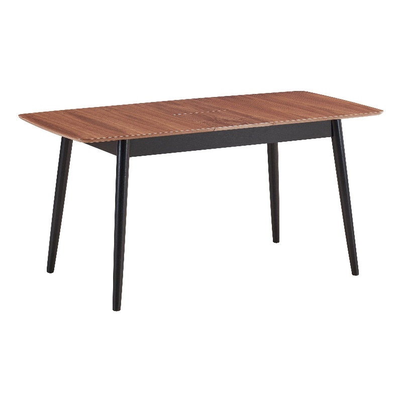 Bowery Hill Wood Dining Table with Butterfly Leaf in Natural/Black