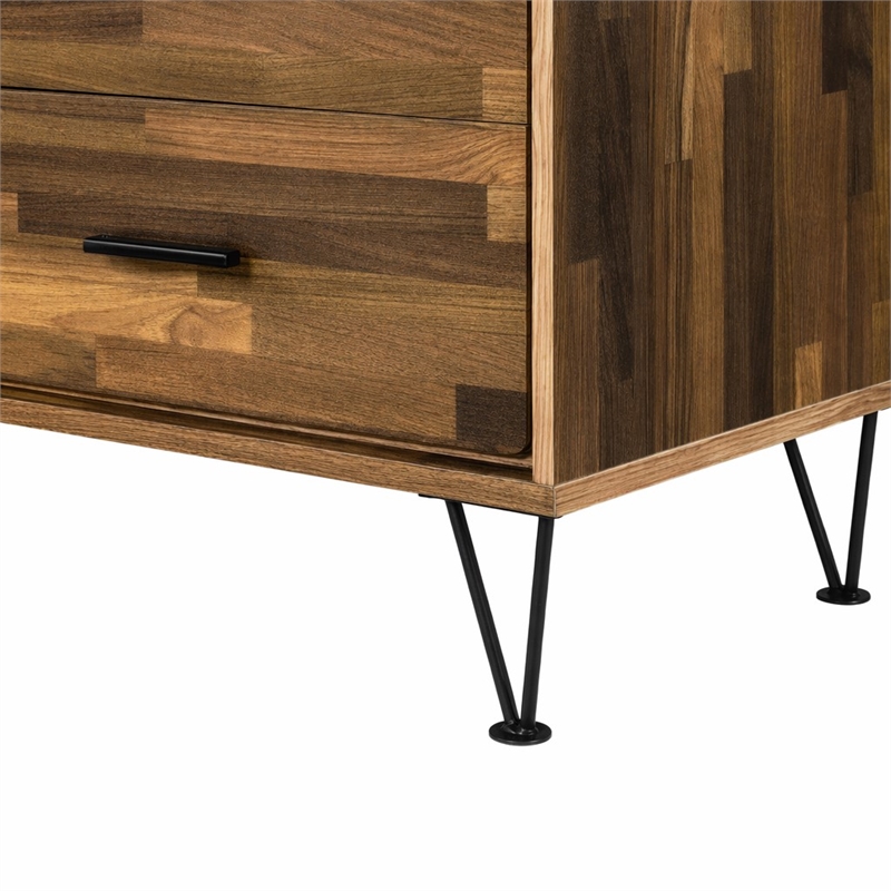 Bowery Hill 6-Drawer Wooden Dresser with Modern Legs in Walnut Finish