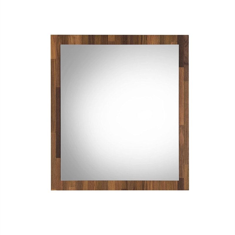 Bowery Hill Rectangular Wooden Frame Mirror in Walnut Finish
