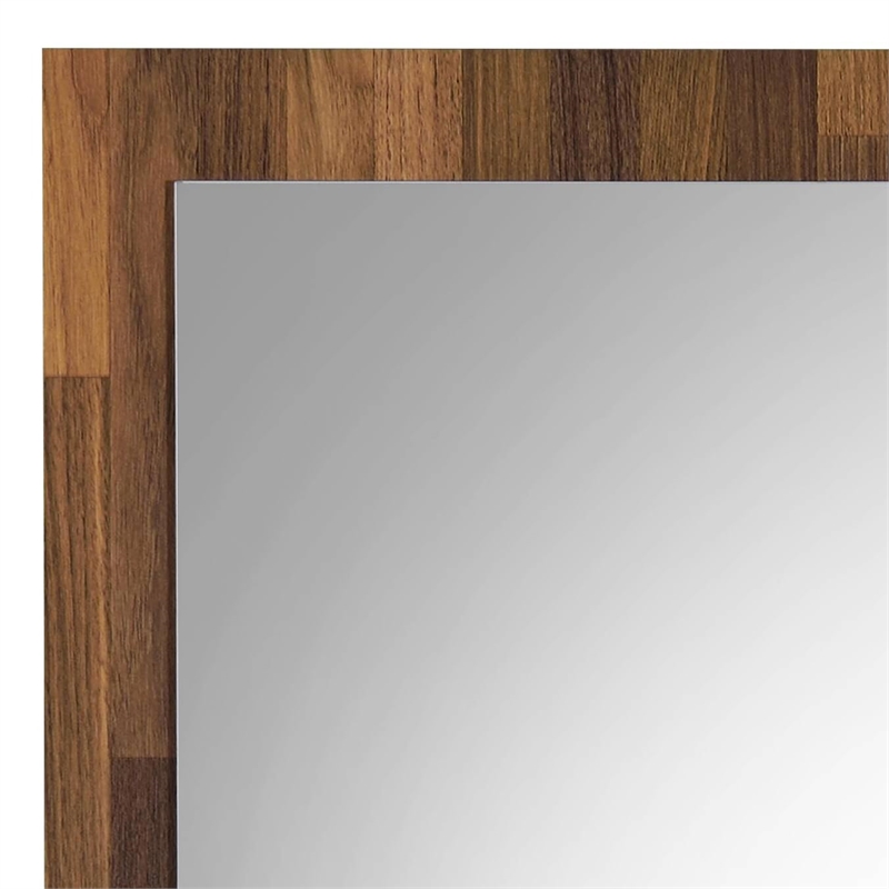 Bowery Hill Rectangular Wooden Frame Mirror in Walnut Finish