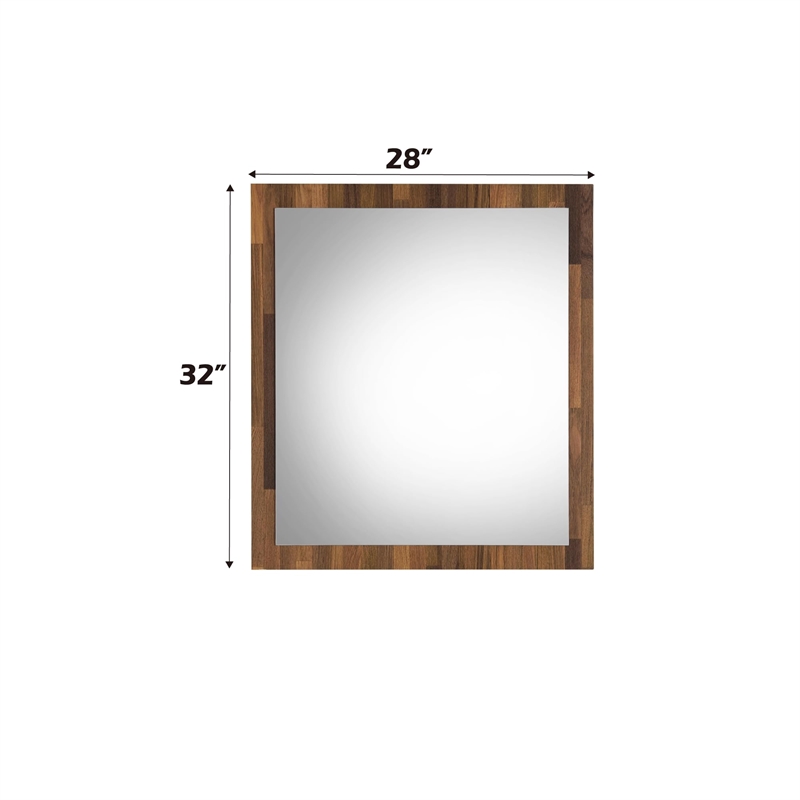 Bowery Hill Rectangular Wooden Frame Mirror in Walnut Finish