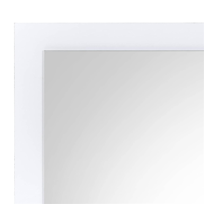 Bowery Hill Rectangular Wooden Frame Mirror in White Finish