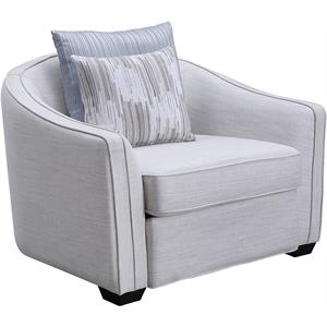 Bowery Hill Mahler Chair with 2 Pillows in Beige Linen Fabric