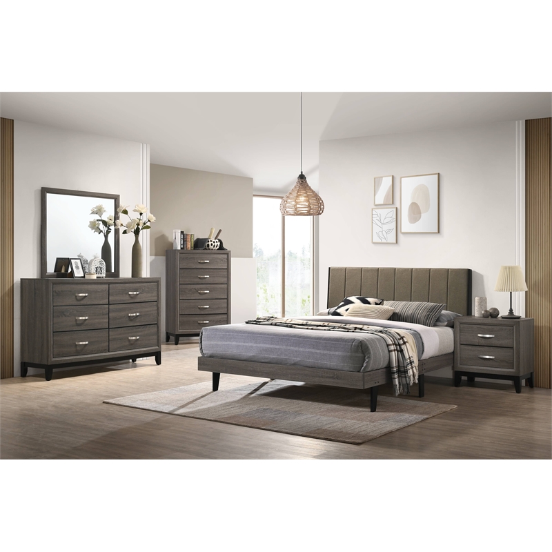 Bowery Hill Valdemar Wooden Queen Bed in Weathered Gray Finish