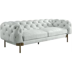 Bowery Hill Chesterfield Sofa in Vintage White Top Grain Leather