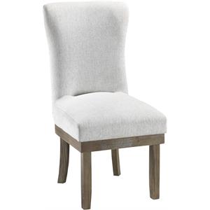 Bowery Hill Landon Side Chair in Gray Linen Upholstery