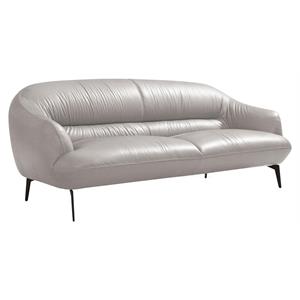 Bowery Hill Upholstery Sofa with Sloped Arms in Taupe Leather