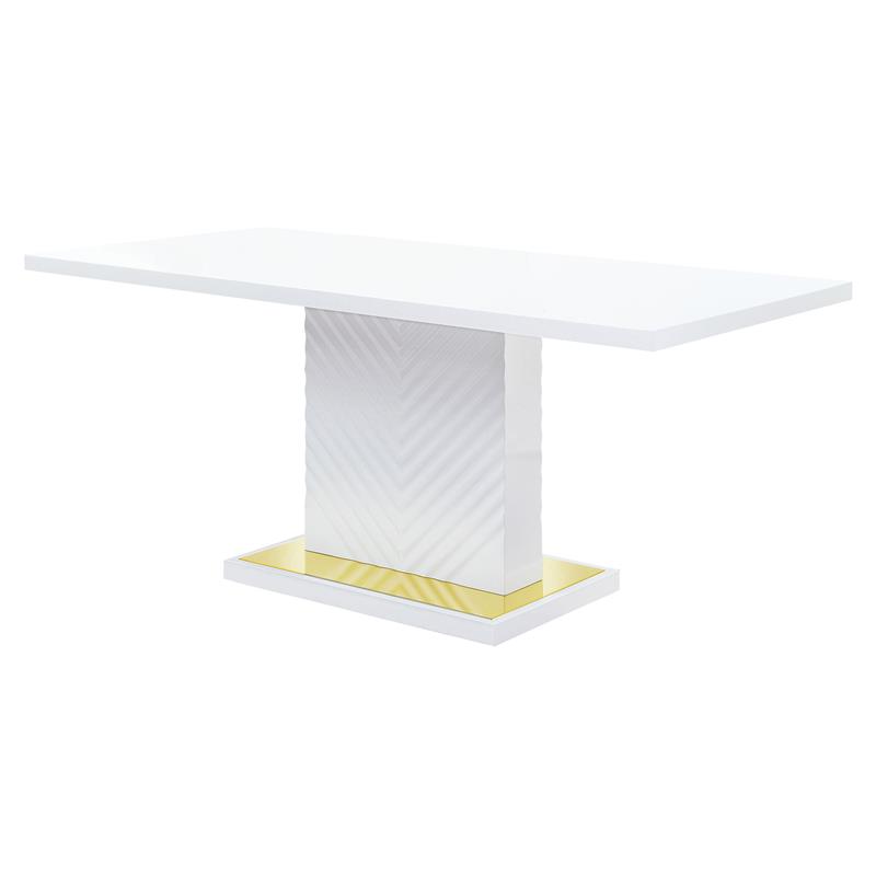 Bowery Hill Wooden Rectangular Dining Table in White High Gloss Finish
