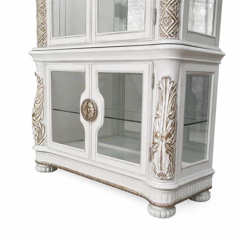 Bowery Hill Curio Cabinet with 2 Glass Doors in Antique Pearl Finish