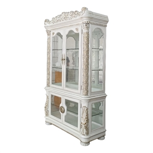 Bowery Hill Curio Cabinet with 2 Glass Doors in Antique Pearl Finish