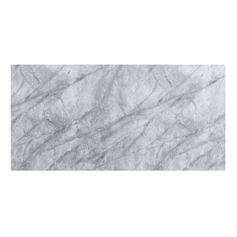 Bowery Hill Rectangle Faux Marble Dining Table with Stainless Steel Base