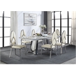 Bowery Hill Rectangle Faux Marble Dining Table with Stainless Steel Base