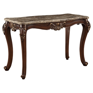 Bowery Hill Rectangular Console Table with Queen Anne Legs in Walnut
