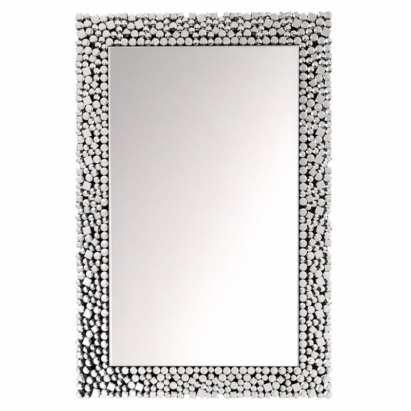 Bowery Hill Rectangular Wall Decor with Mirrored Finish and Faux Gems