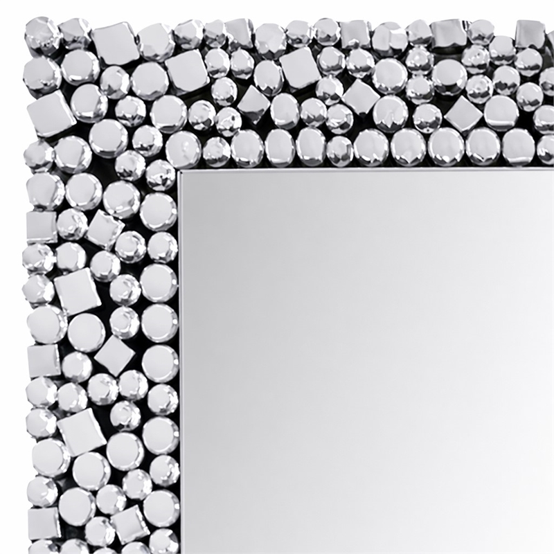 Bowery Hill Rectangular Wall Decor with Mirrored Finish and Faux Gems